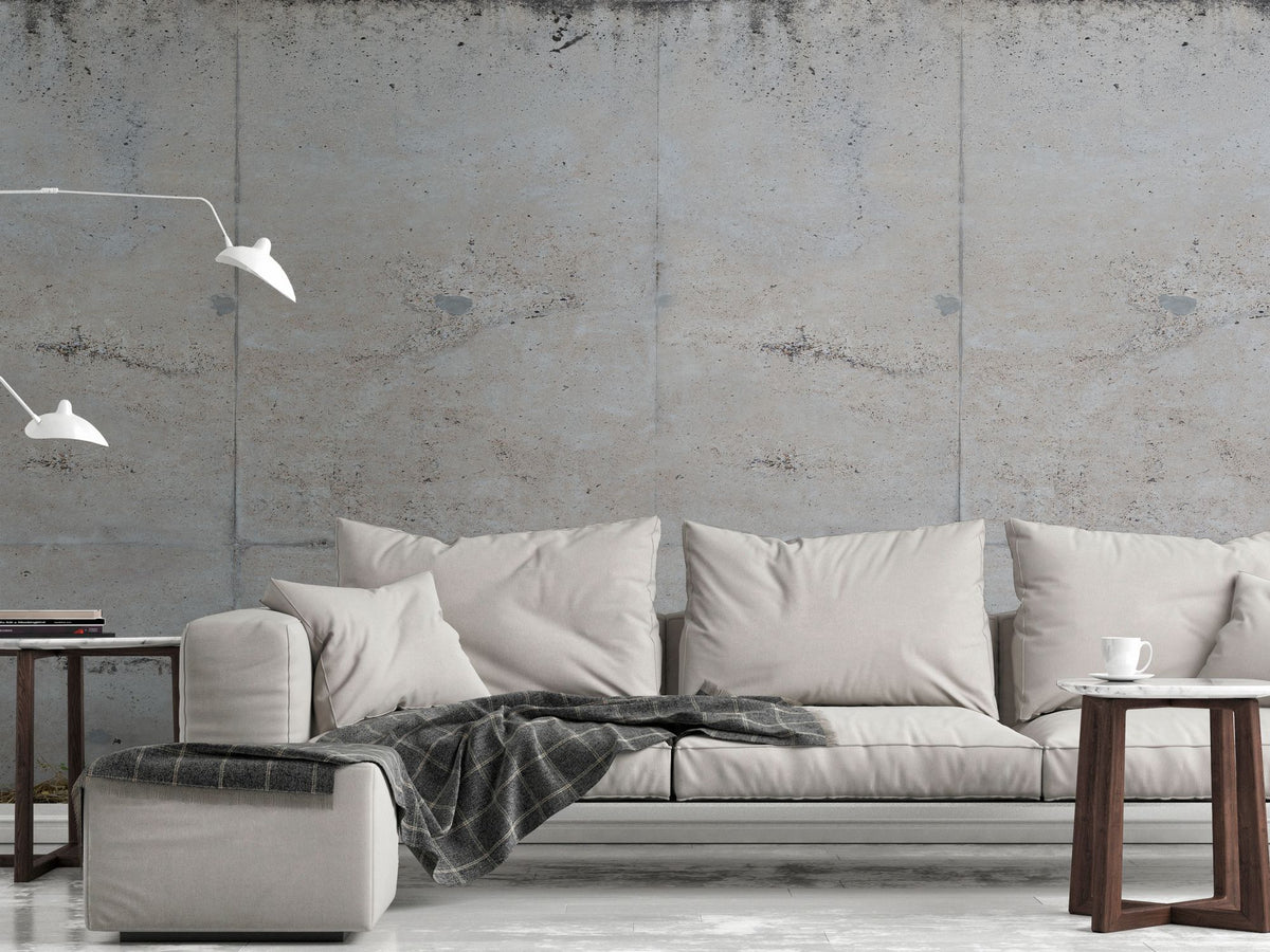Livingwalls fotobehang betonlook grijs, beige en groen - 159 x 280 cm - AS-392541