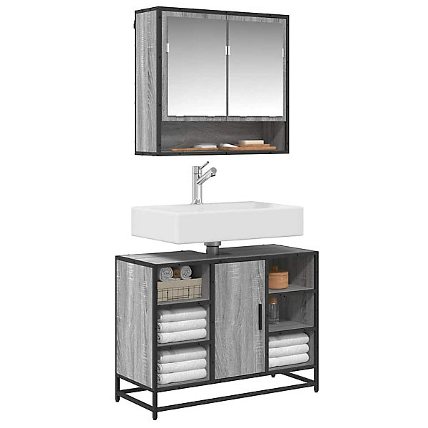 Armoire lavabo de salle de bain sonoma gris bois d'ingénierie vidaXL