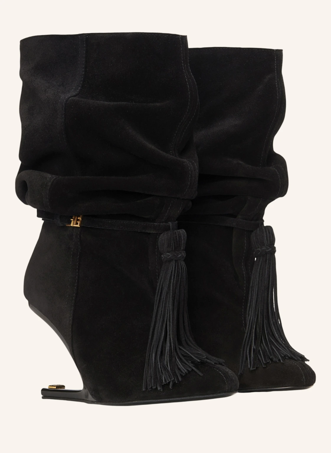 BALMAIN No Wedge Stiefeletten mit Bommel aus Wildleder