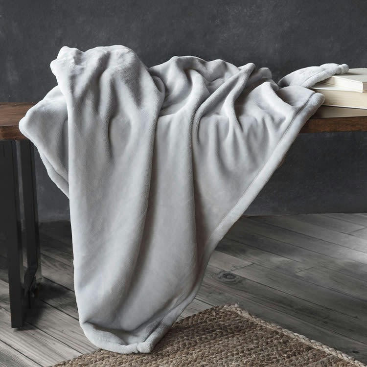 - Plaid flanelle douceur gris glacier 220x240cm