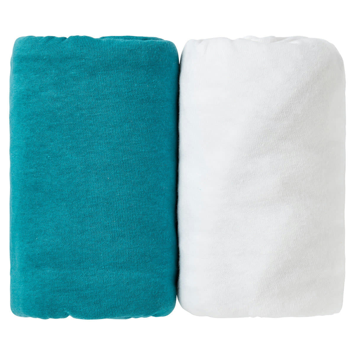 - Lot de 2 draps housse bébé bleu et blanc en coton 70x140 cm