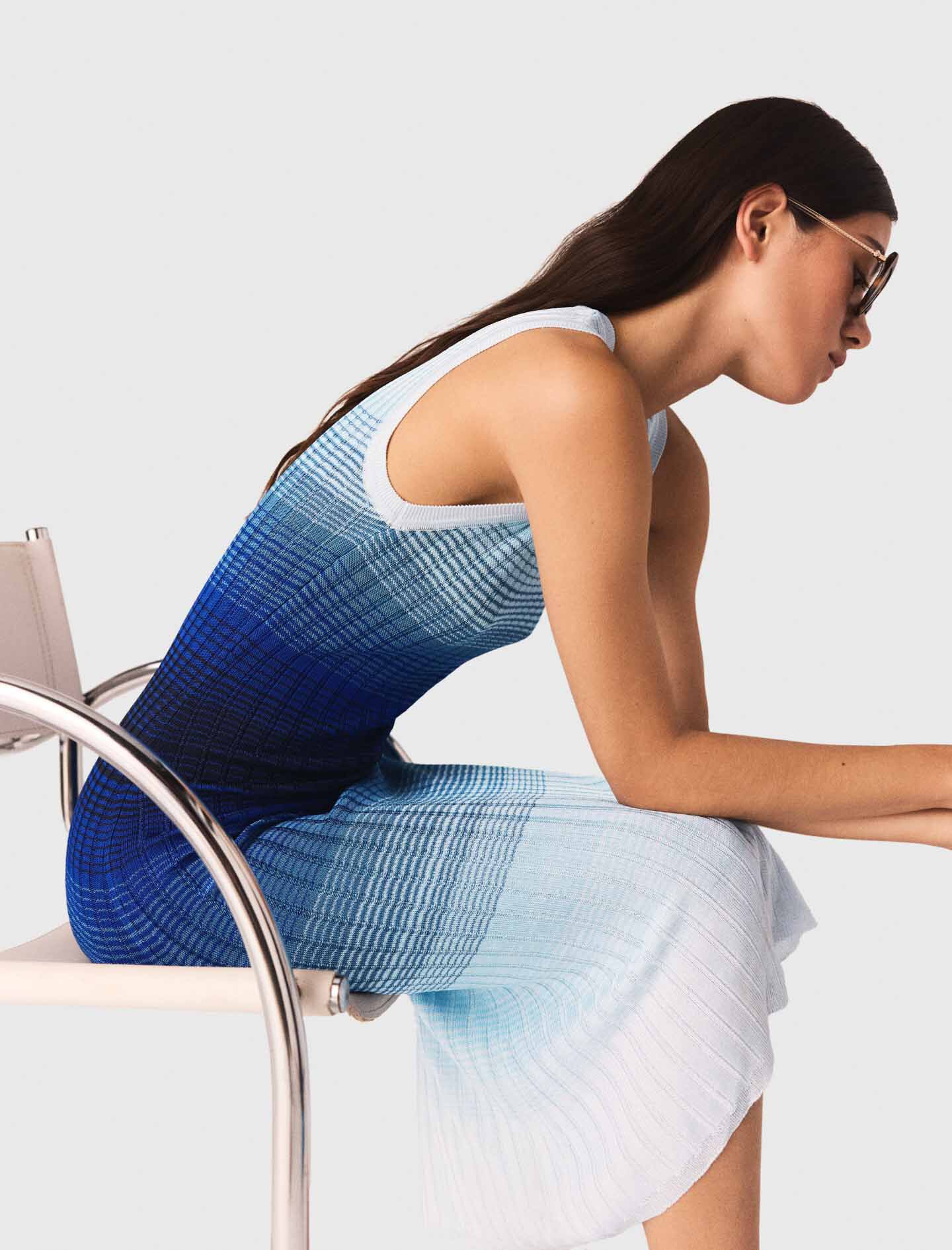 Robe longue en maille degradé