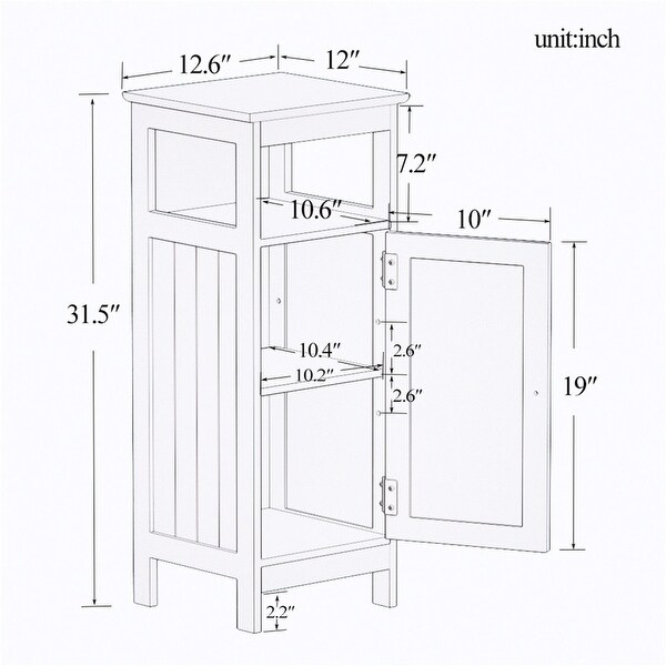 White Bathroom Floor Cabinet with Single Door, Freestanding Cupboard, Storage Organizer