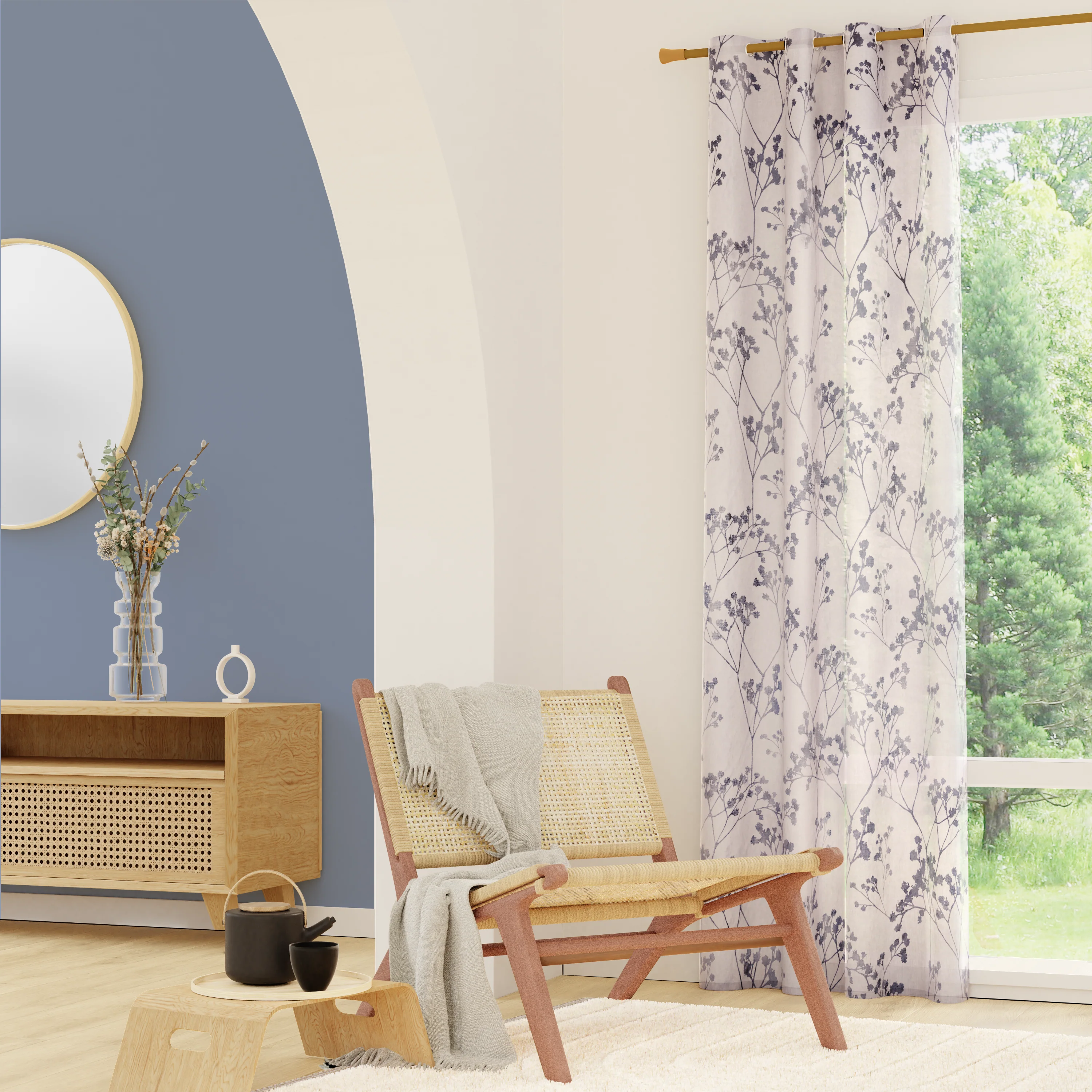 4MURS Voilage HERBERIES coloris amande 140 x 240 cm