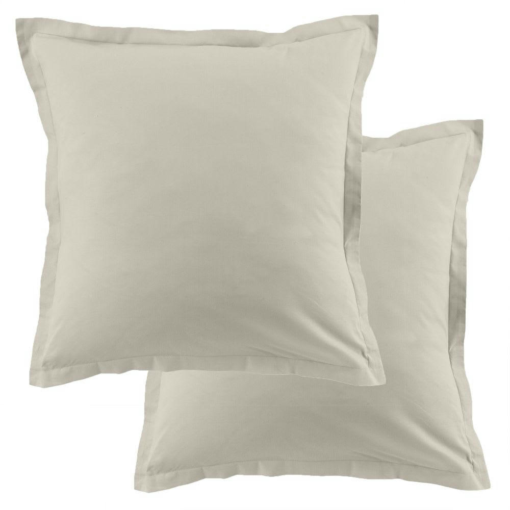- Lot de 2 taies d'oreiller carrées coton beige ivoire 63x63 cm