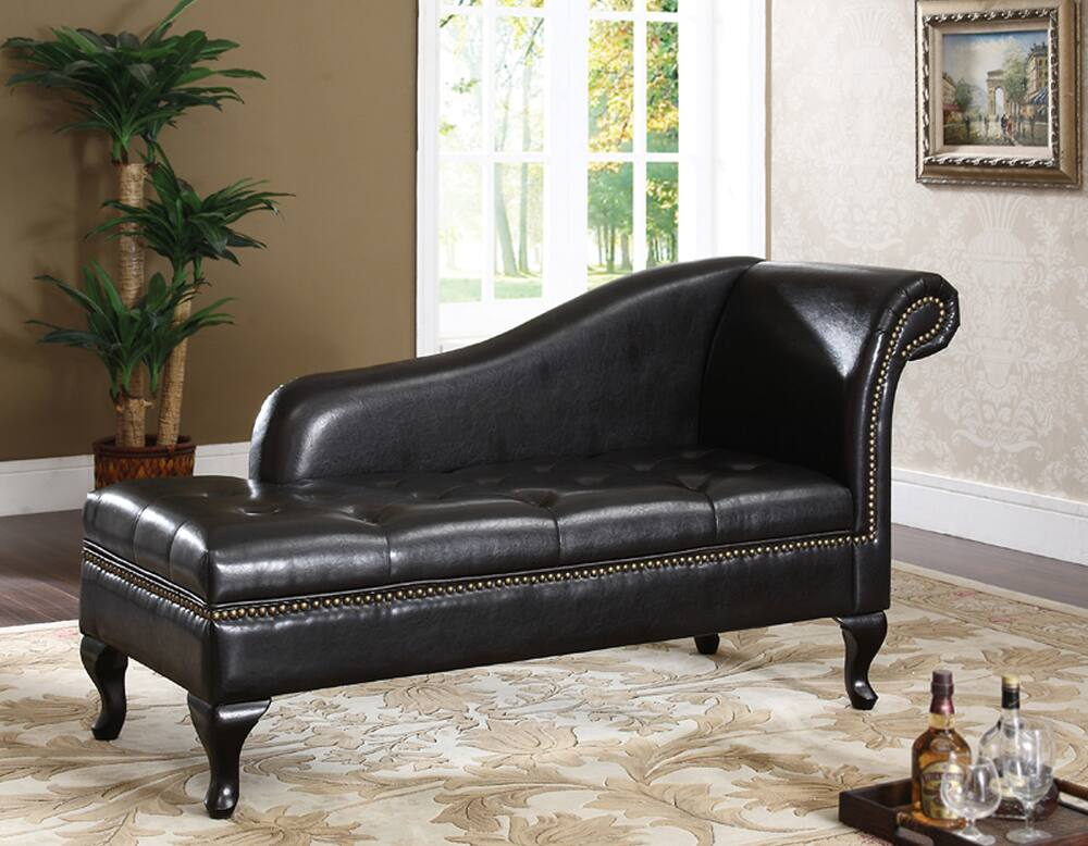 Brassex Fabric Storage Chaise, Black