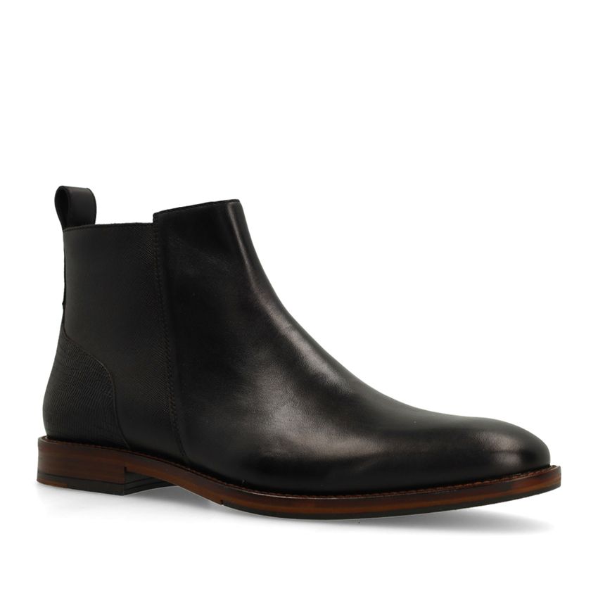 Manfield Zwarte leren Chelsea boots