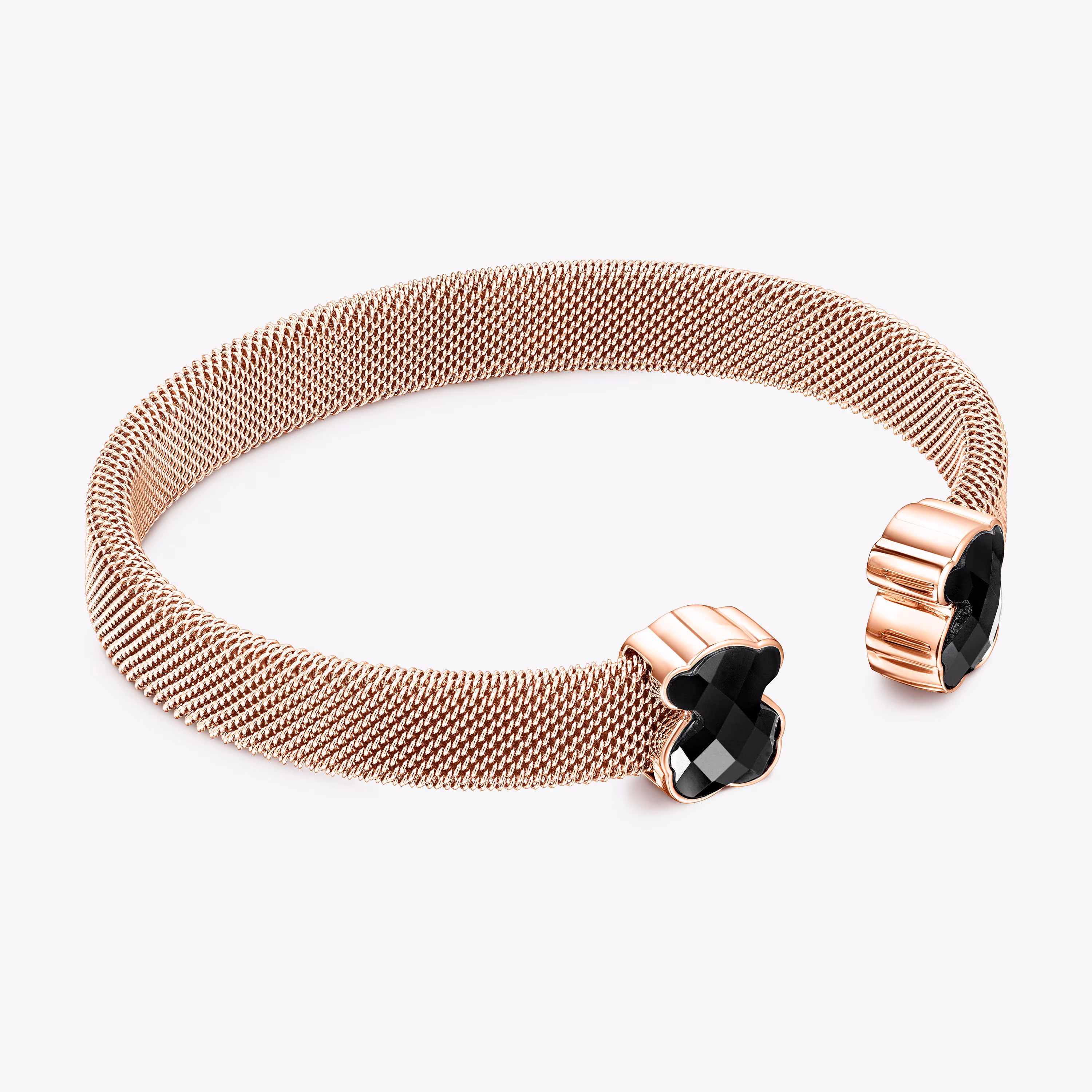 Pulsera de acero IP rosado y ónix Mesh Color