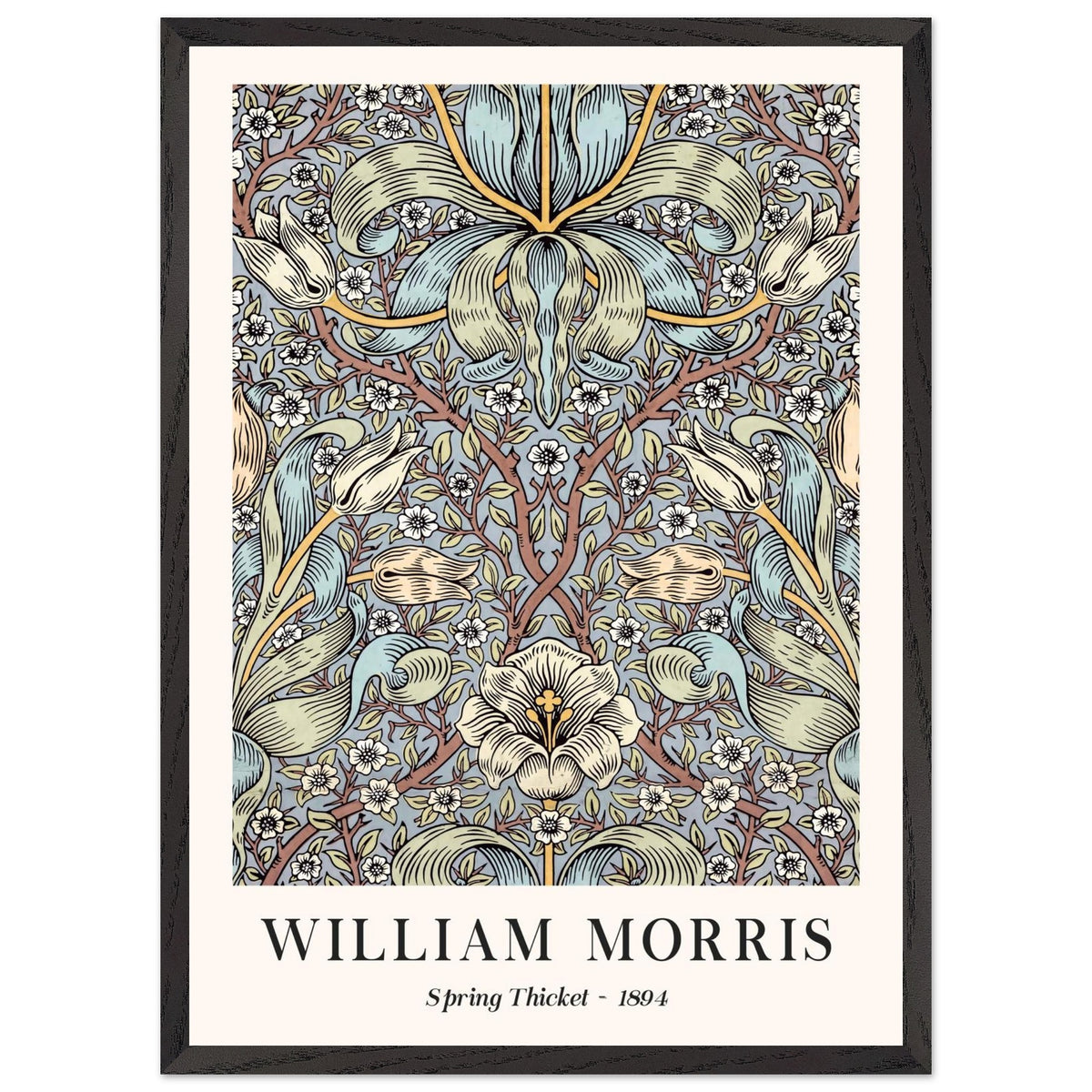 Artfulprints Poster met Lijst William Morris - Spring thicket 1884  - 50x70 cm - Blauw