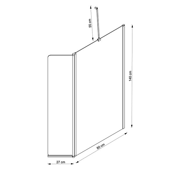 Pare-baignoire fixe avec volet pivotant design 107 x 140 cm aluminium chromé verre 5 mm - Oblik