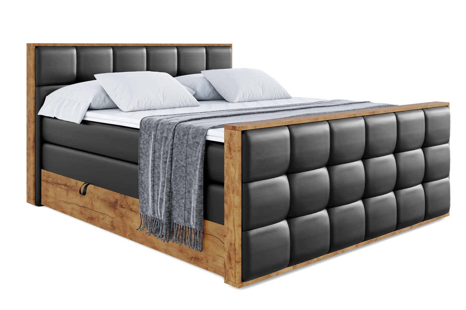 Łóżko kontynentalne z pojemnikiem i materacem H3|H4 LOLLI7-Z KING 120x200cm