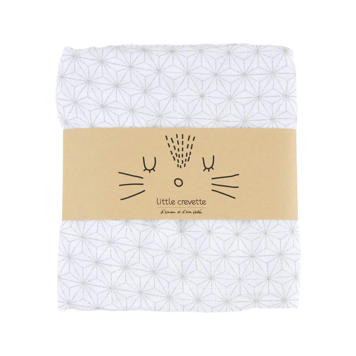 POMPOM ÉTOILES - Maxi-lange coton bio écru 120x120 cm