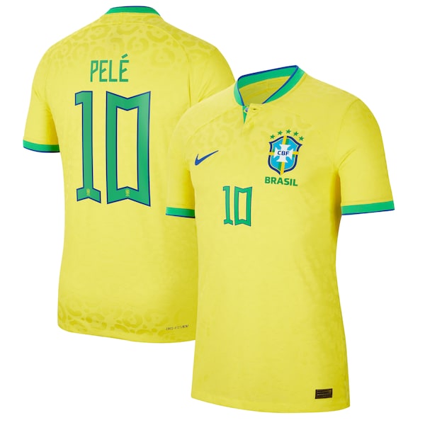 Pelé Brazil National Team Nike 2022/23 Home Vapor Match Authentic Player Jersey - Yellow