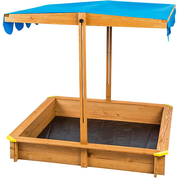 Bac à sable cabane de jardin avec toit réglable bleu en bois