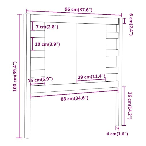 NNEVL Headboard 96x4x100 cm Solid Wood Pine