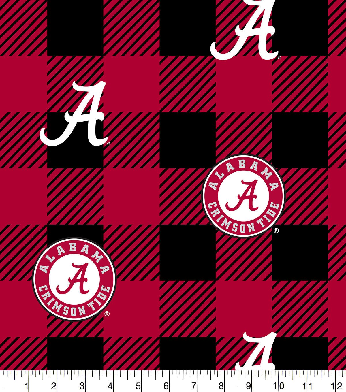 Alabama Crimson Tide Fleece Fabric Buffalo Check