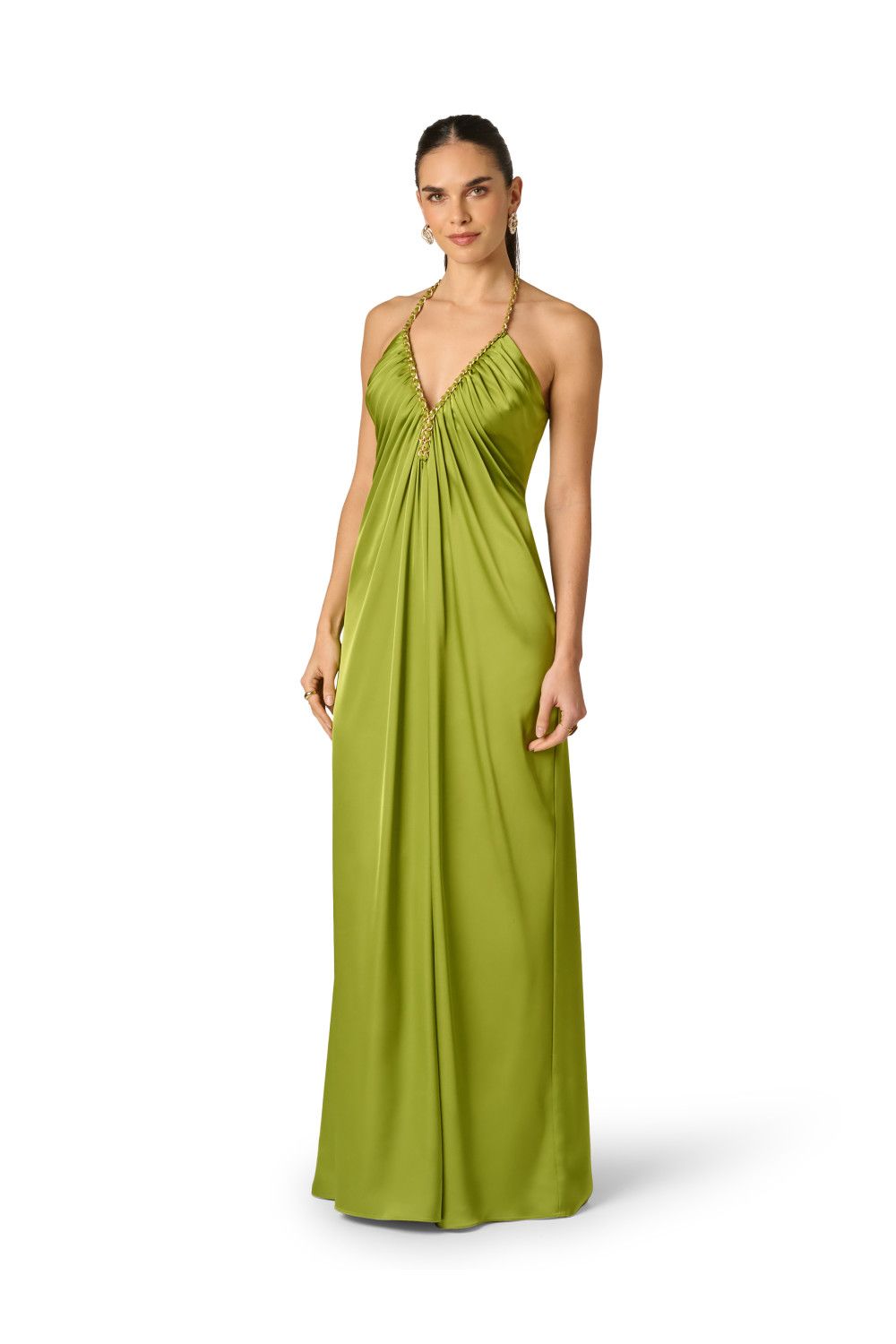 Adrianna Papell Stretch Satin Long Dress