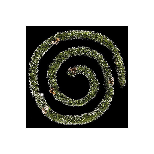Guirlande floquée pommes de pin 7,5cmx2,7m 4 plis vert - Atmosphera