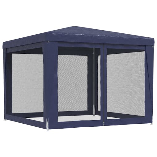 NNEVL Party Tent with 4 Mesh Sidewalls Blue 3x3 m HDPE