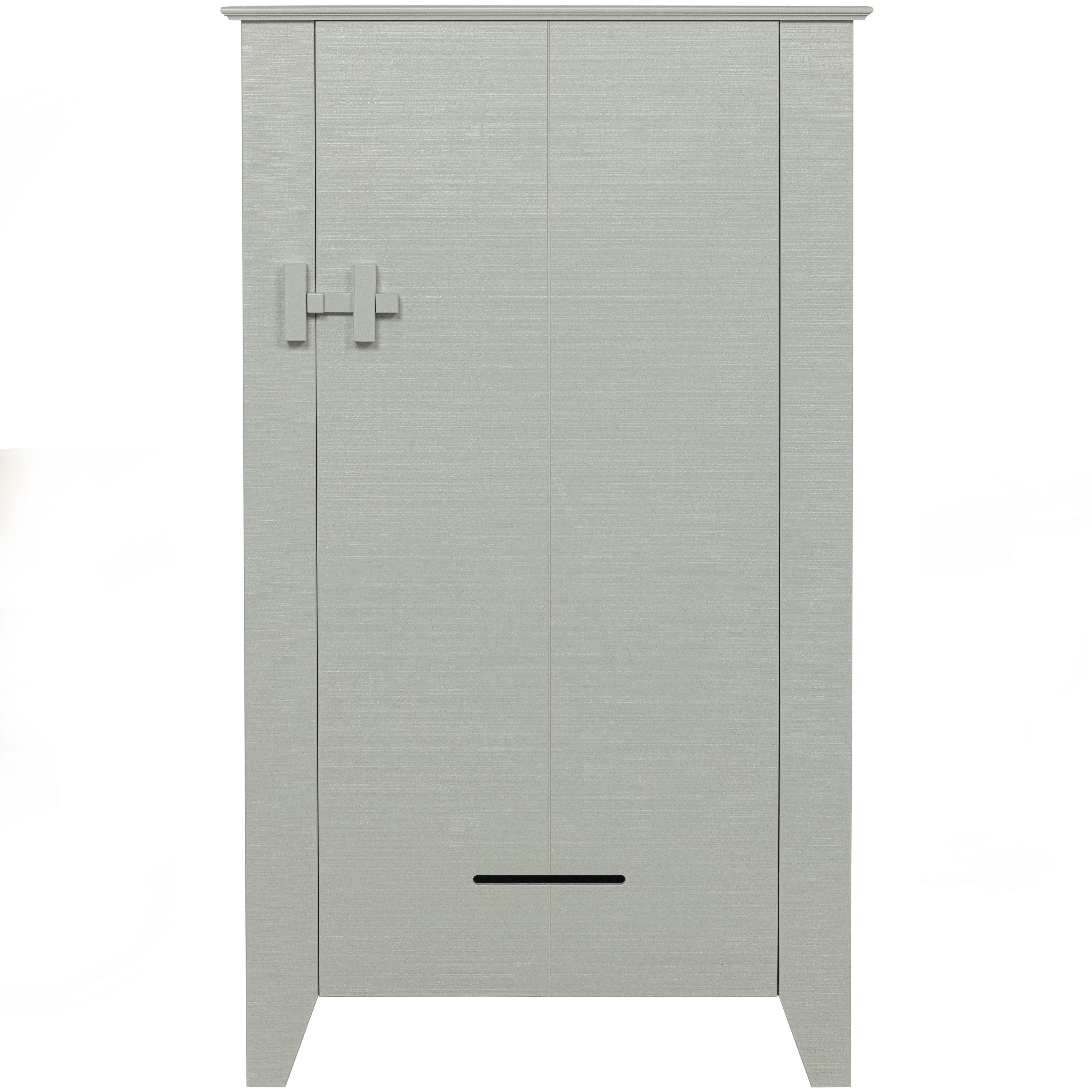 GIJS - Cabinet 1 porte et 4 étagères en bois gris foncé