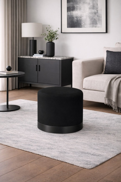 Pufa LUX elegancka podstawa metalowa czarna MG19
