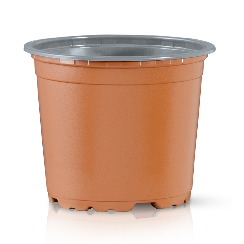 Plastkruka rund 9 cm, terrakotta/grå 10-pack