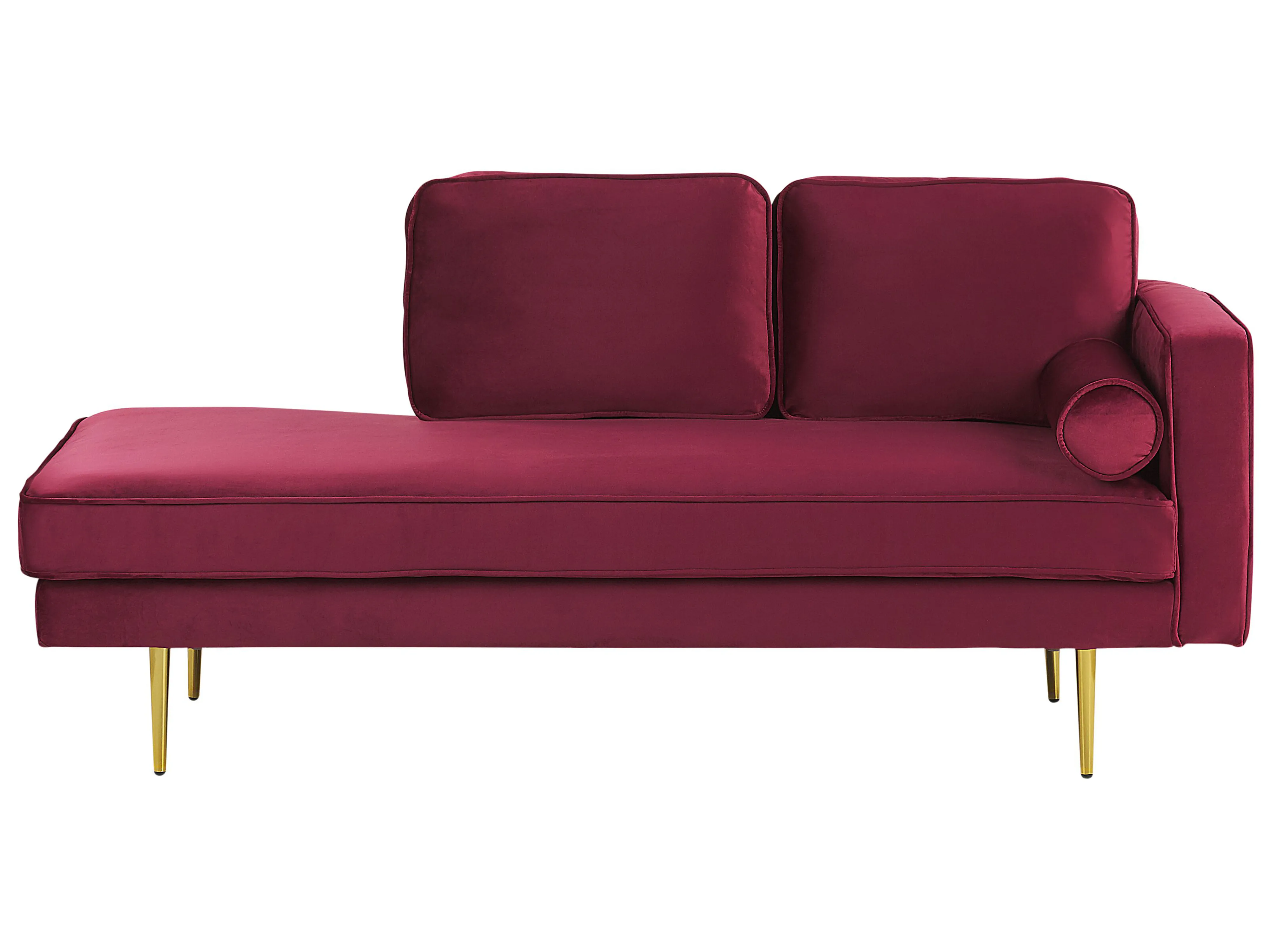 Left-Hand Chaise Longue MIRAMAS Velvet Dark Red