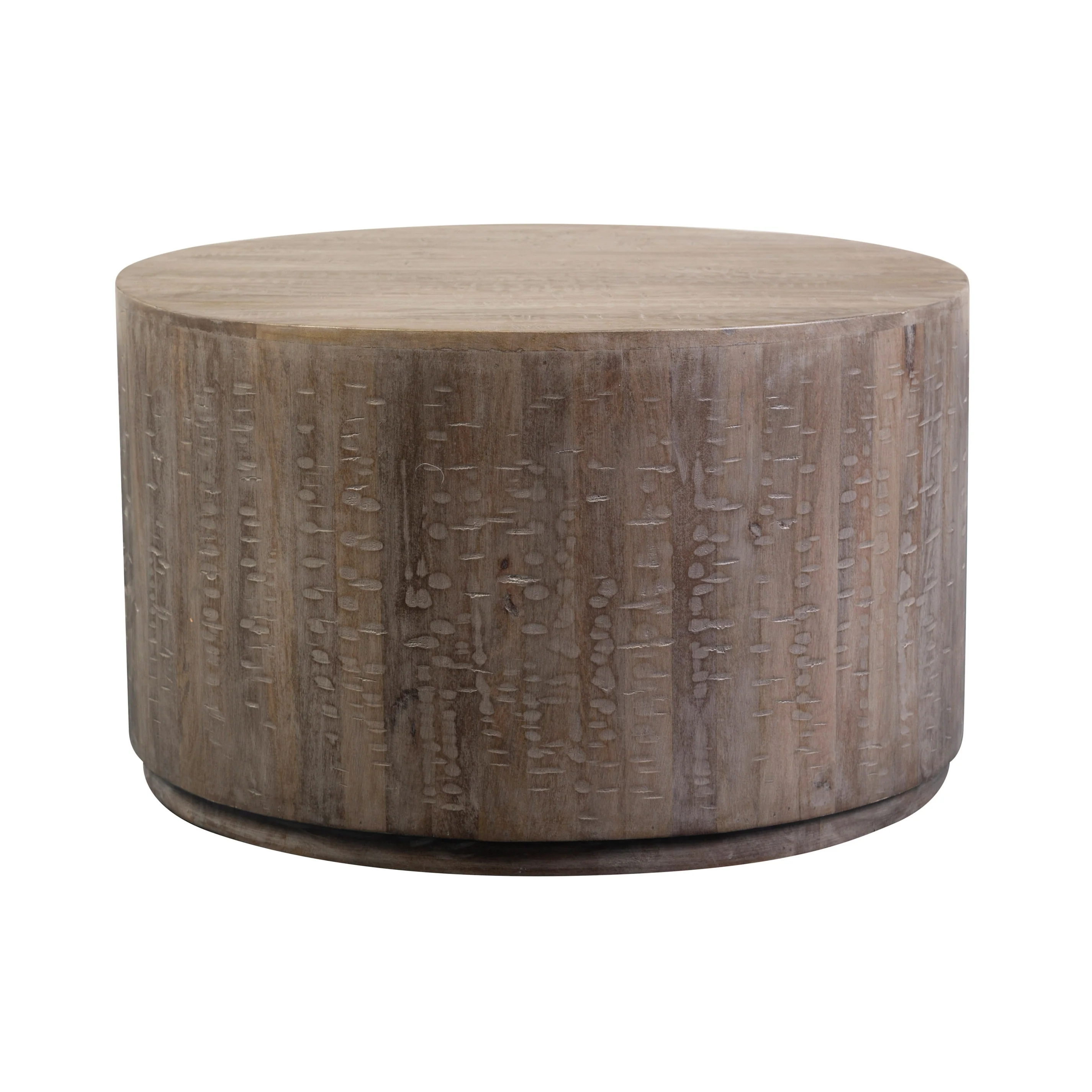 Drum Gray Wash Mango Wood Round Coffee Table