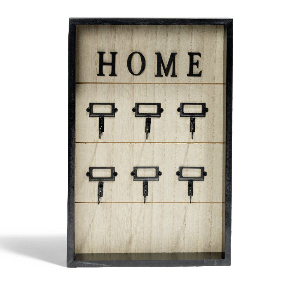 BoÎte à clefs MDF et métal beige et noir 30x20x3cm