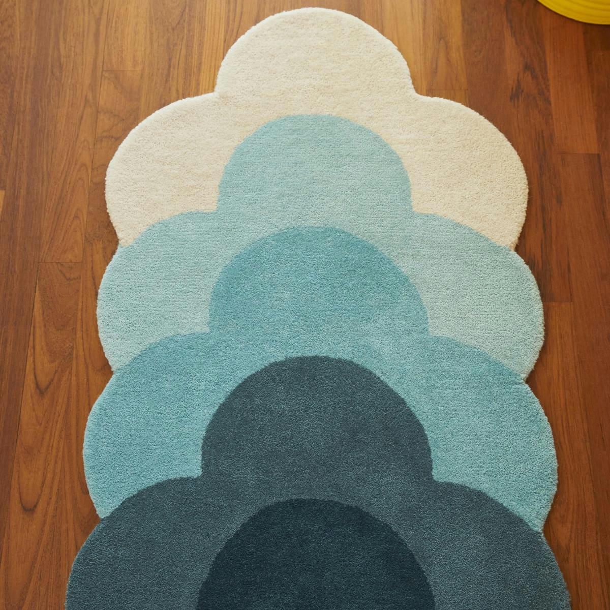 OPTICAL FLOWER - Tapis salon bleu 67x230