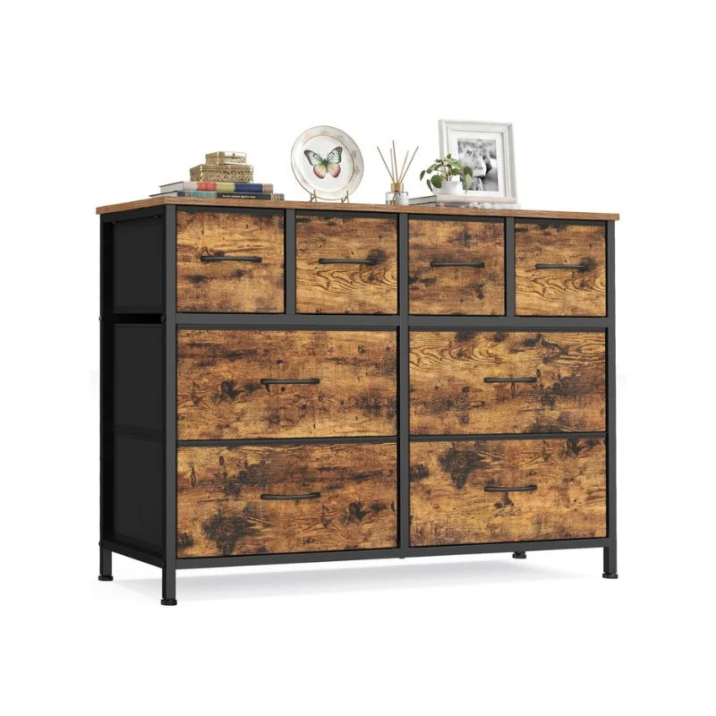 Commode de rangement à tiroirs en tissu avec cadre en acier