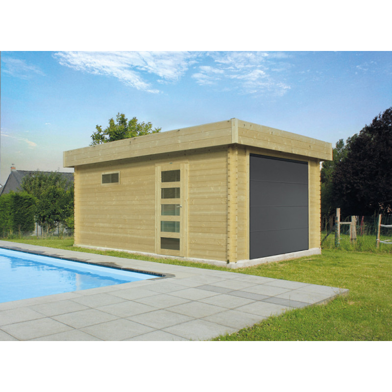 Garage Moderne traité 40 mm avec porte sectionnelle 3,58 x 5,38 m SOLID