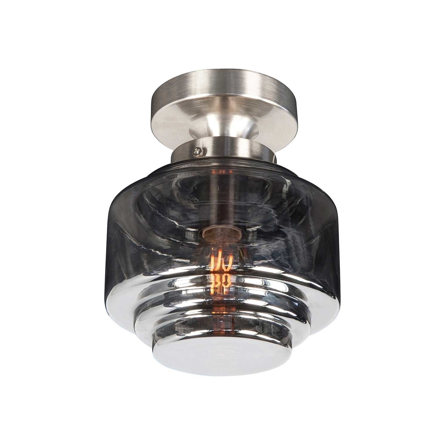 Highlight plafondlamp Deco - 1 lichts - 15 x 19  cm - mat chroom rook