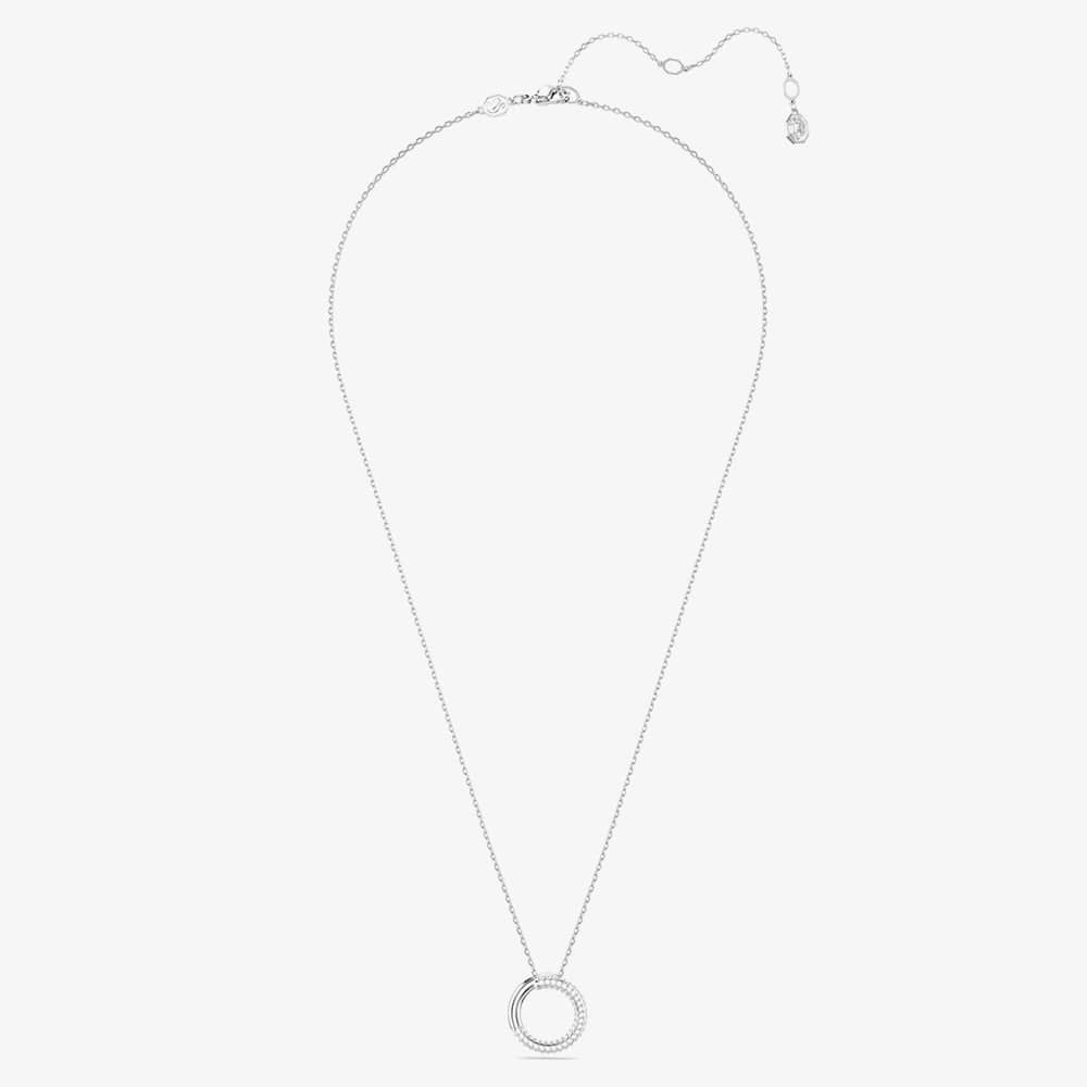 Swarovski Dextera Rhodium Plated White Pave Circle Necklace 5692737