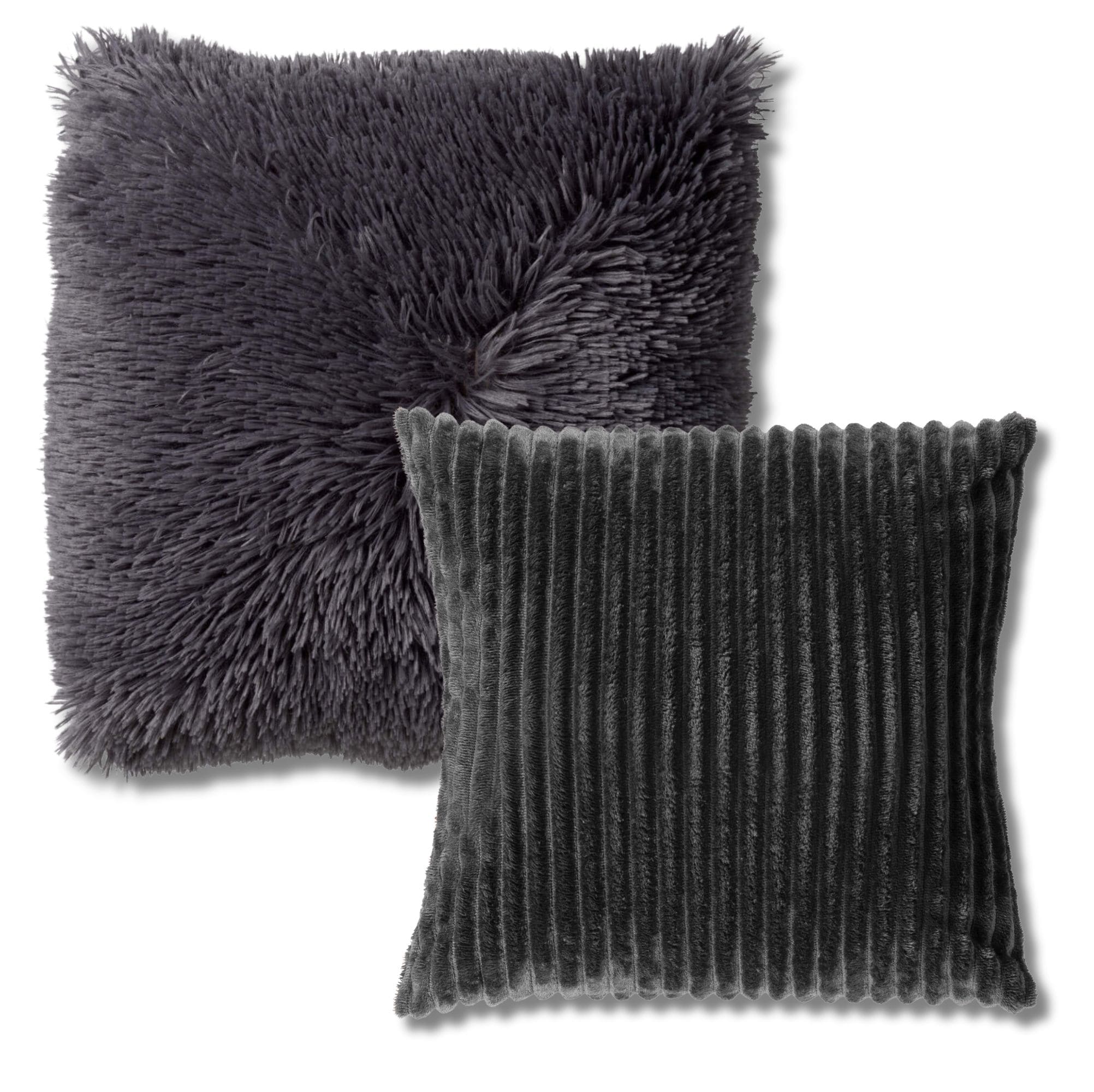 KUSSENSET - 2-delig - Cosy Layers - 60x60 cm, 45x45 cm - inclusief binnenkussens - antraciet