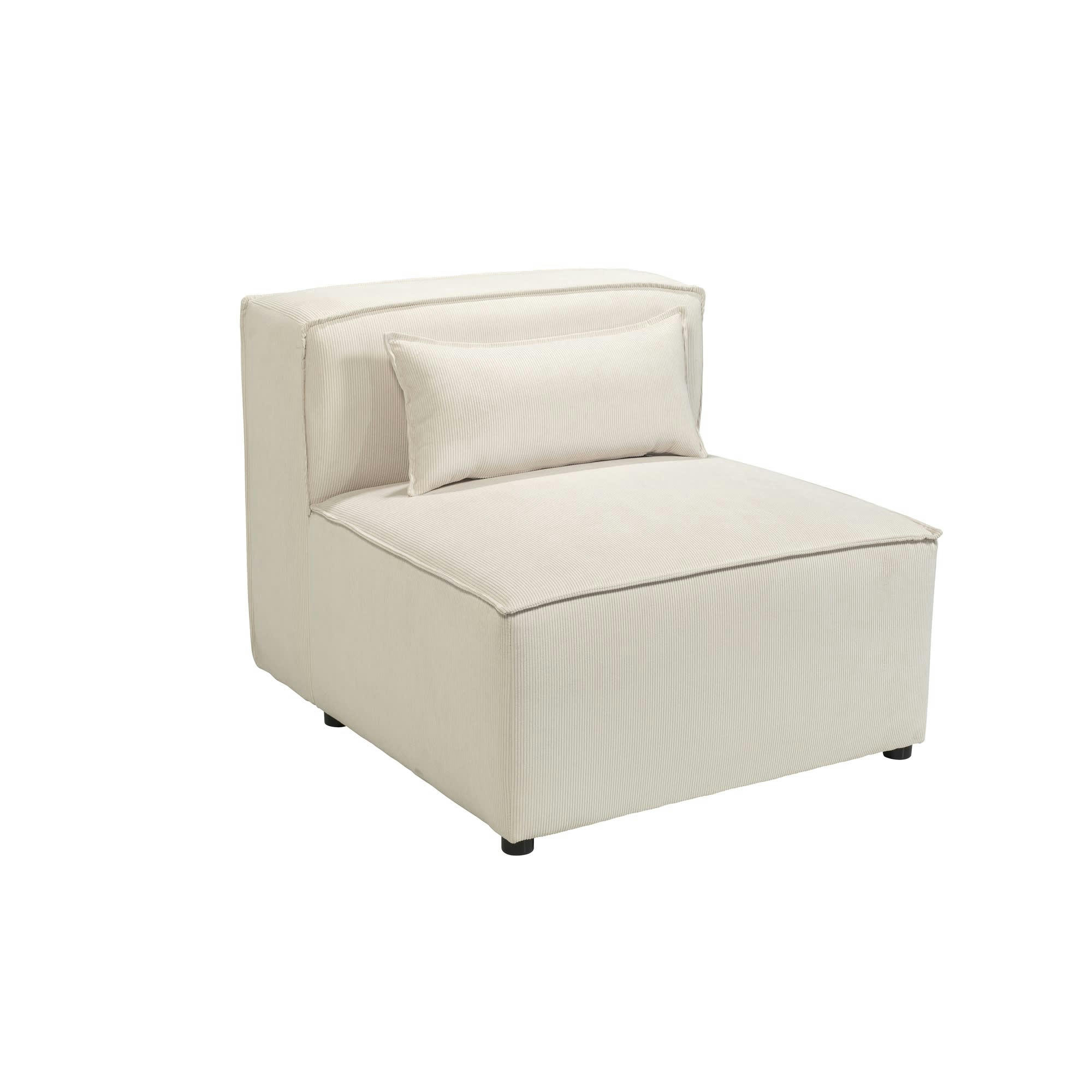 LIVAL - Chauffeuse pour canapé modulable en velours côtelé beige