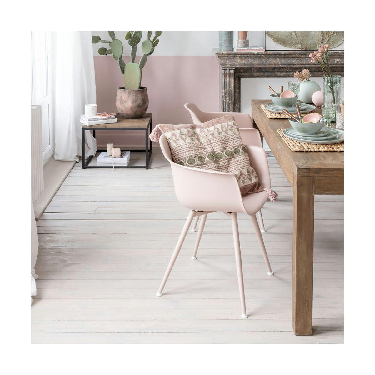 ALEXIA - Table basse bois et métal minimaliste