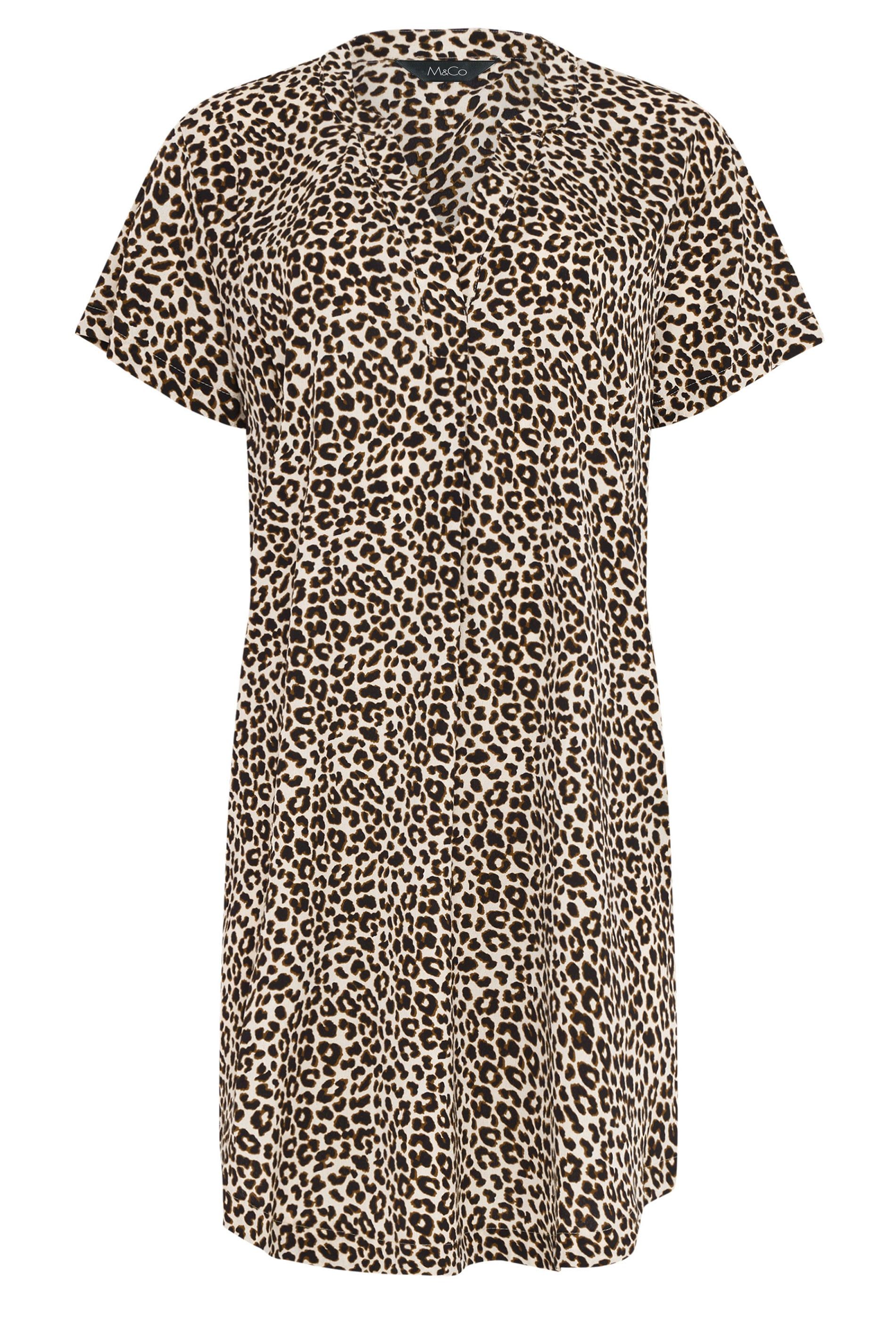M&Co Animal Print Notch Neck Midi Dress