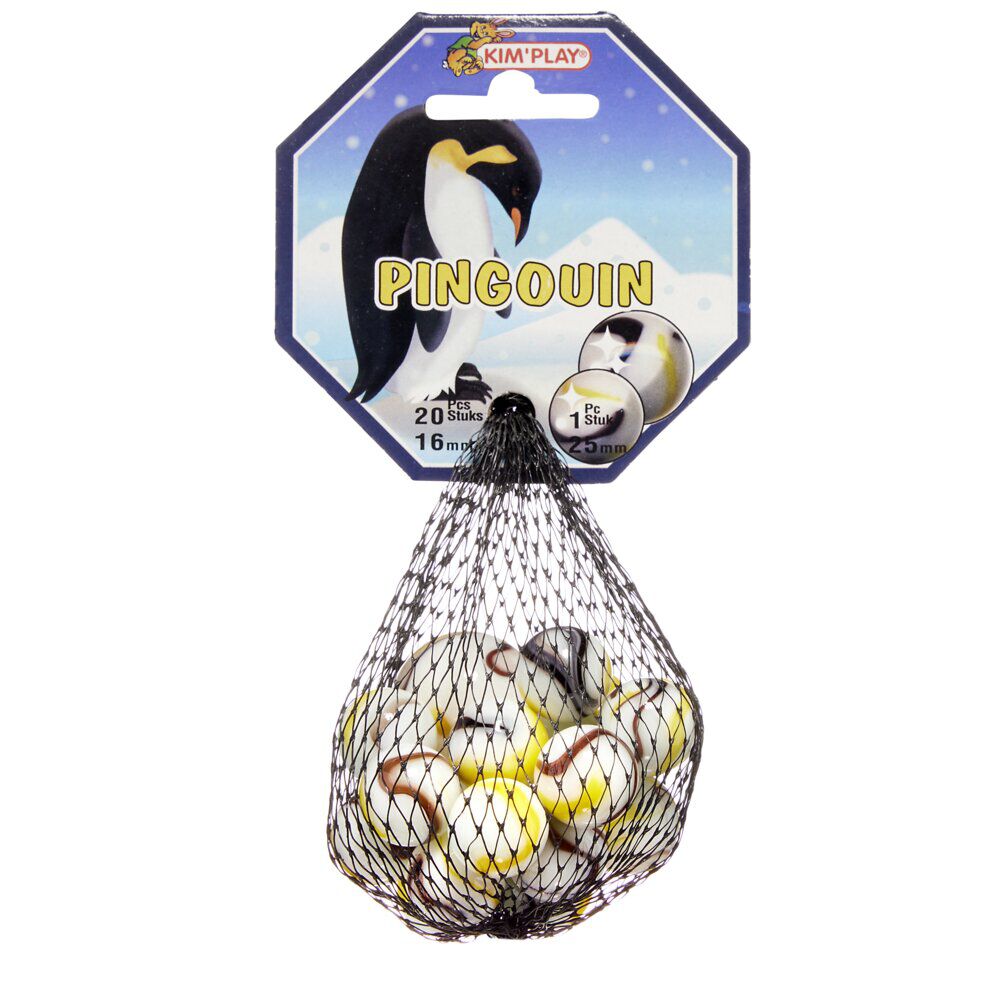 Bille en verre x20   1 boulard blanc Pingouin