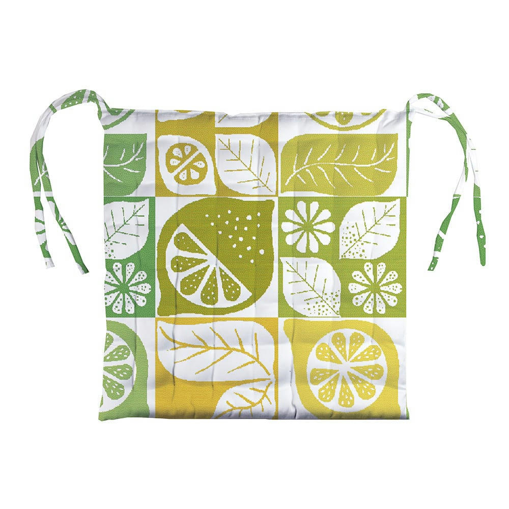 MILLE CITRUS FRESH - Galette de chaise enduit imperméable pur coton jaune 38X38