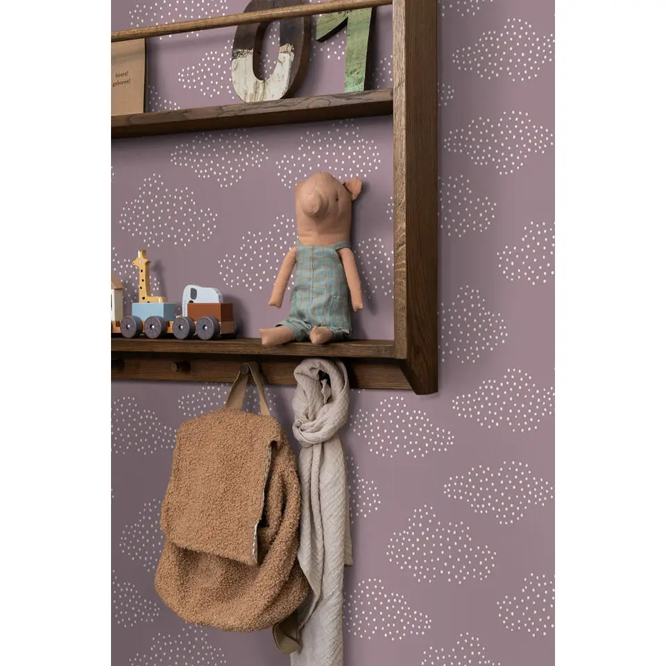 ESTAhome behang wolkjes paars - 50 x 900 cm