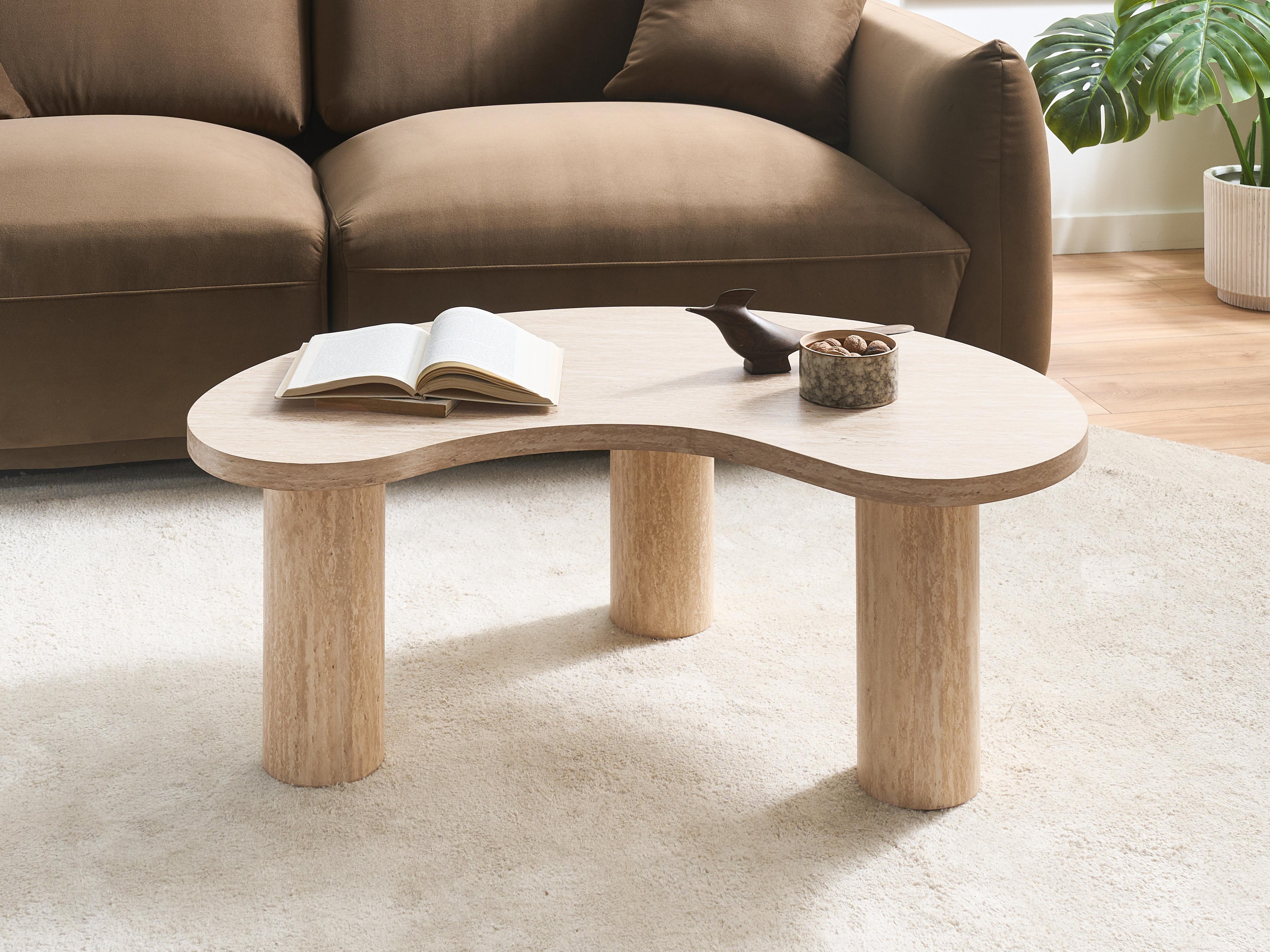 Coffee Table NOMA 52 cm 89 cm Travertine Effect
