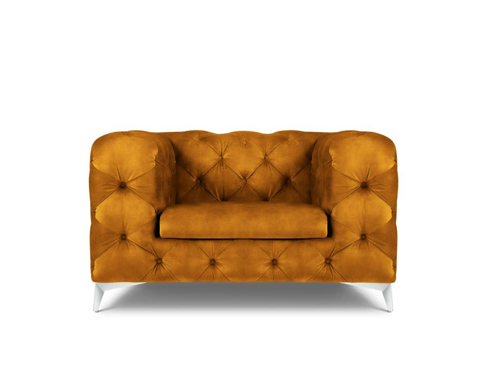 VIOLANE - Fauteuil en velours jaune