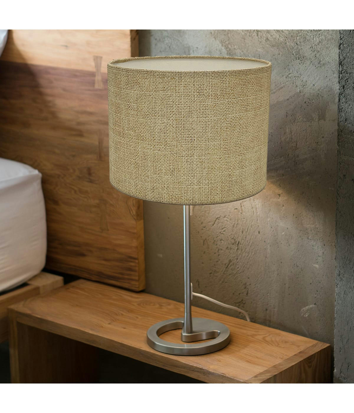 COLOMBE - Abat-jour chevet Effet Lin Beige D: 20 x H: 15