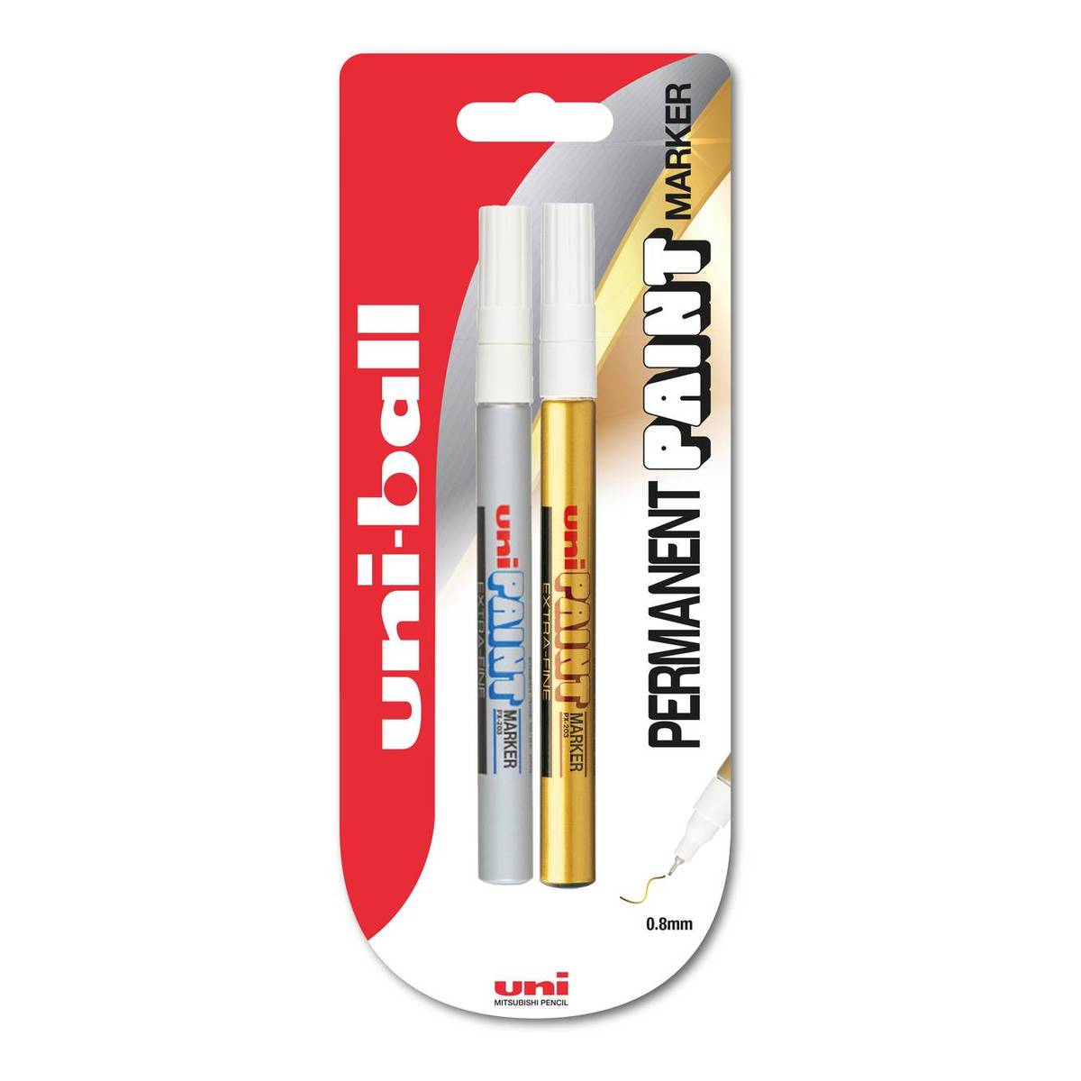 Uni-ball PX203 Gold and Silver Fine Paint Permanent Markers 2 Pack