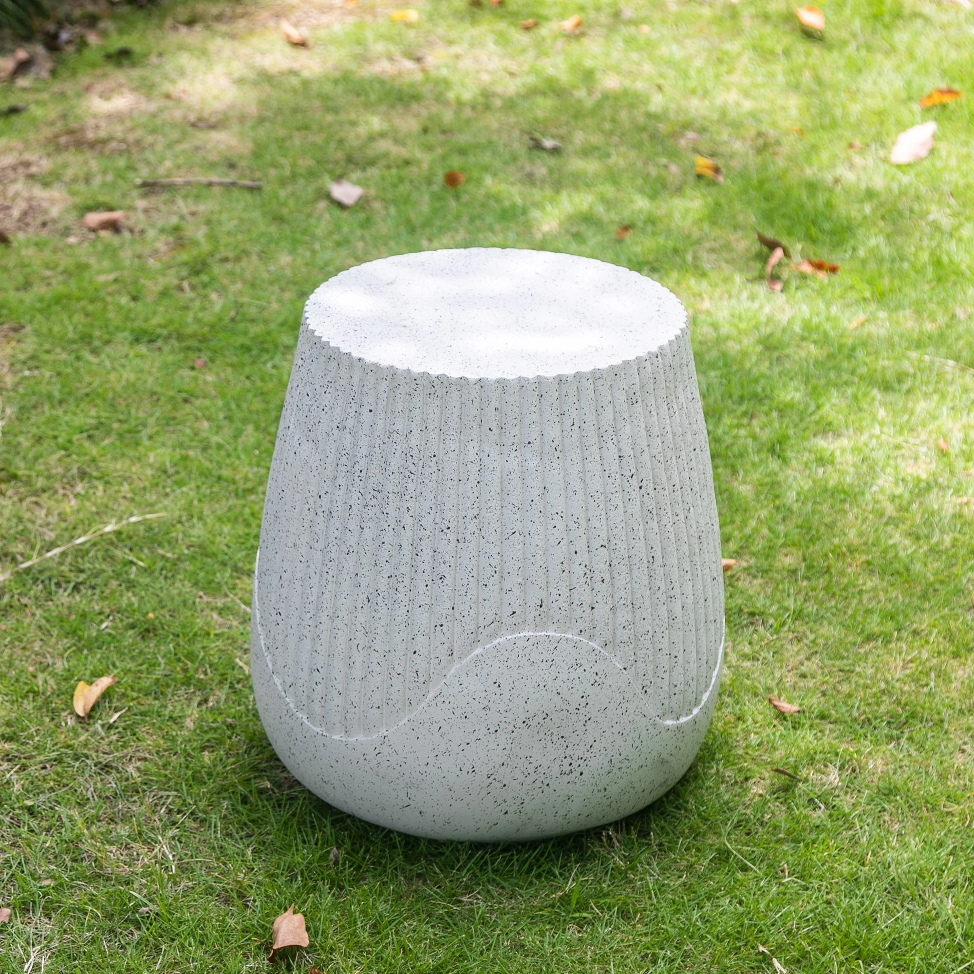 Adeco Indoor Outdoor Lightweight Concrete Side Table