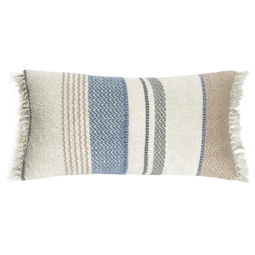 VUE SUR LA MER - Multicolore boucle coussin laine et acrylique 37x70