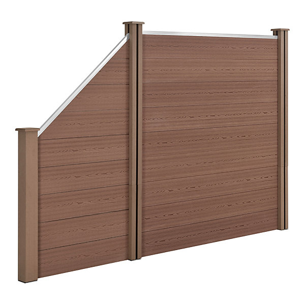 Clôture Brise Vue Bois Composite Quadratique et Oblique Marron 183 x 277 cm neu.holz