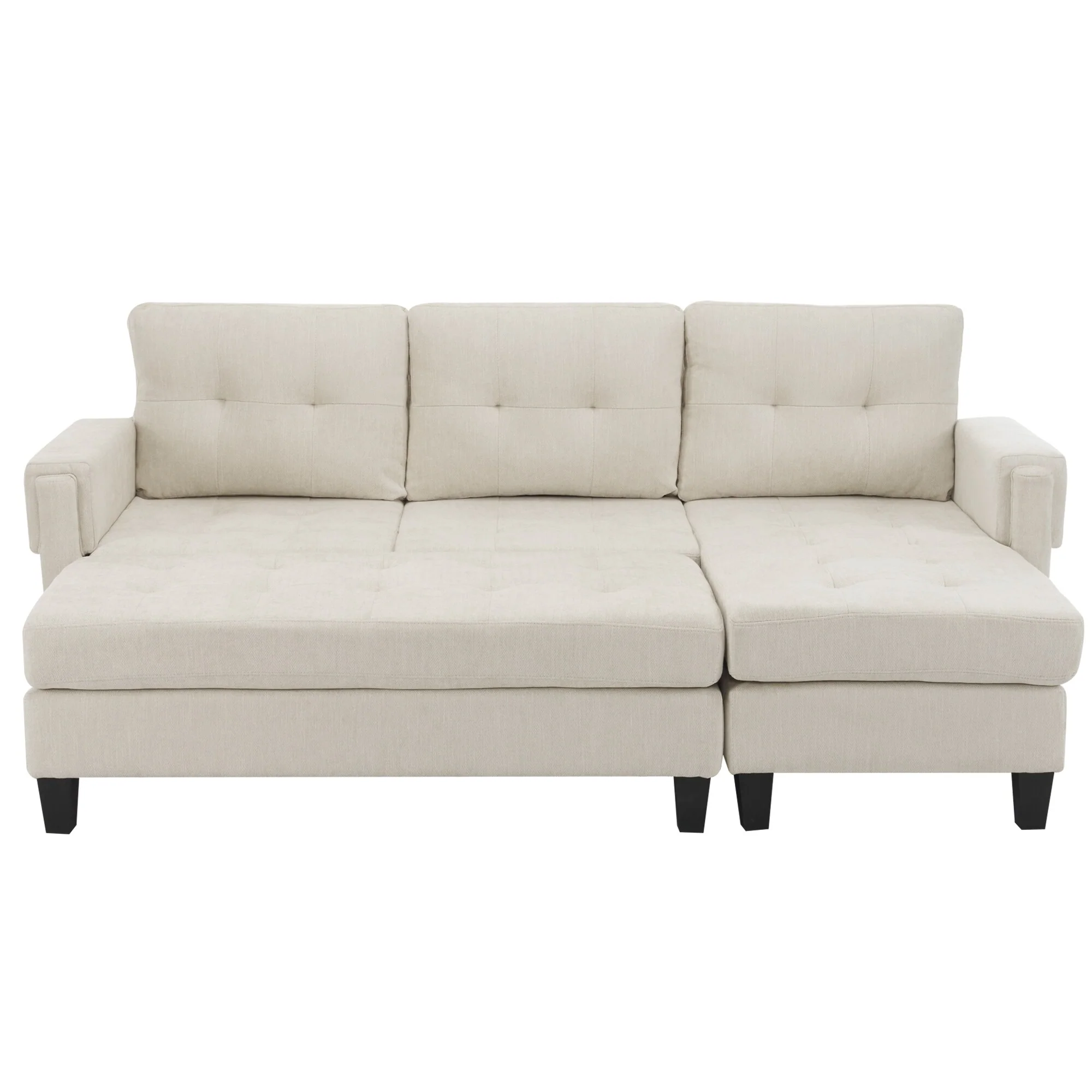 Modern L Shaped Sectional Sofa with Reversible Chaise and Movable Ottoman and USB Ports for Small Space Living Comfort