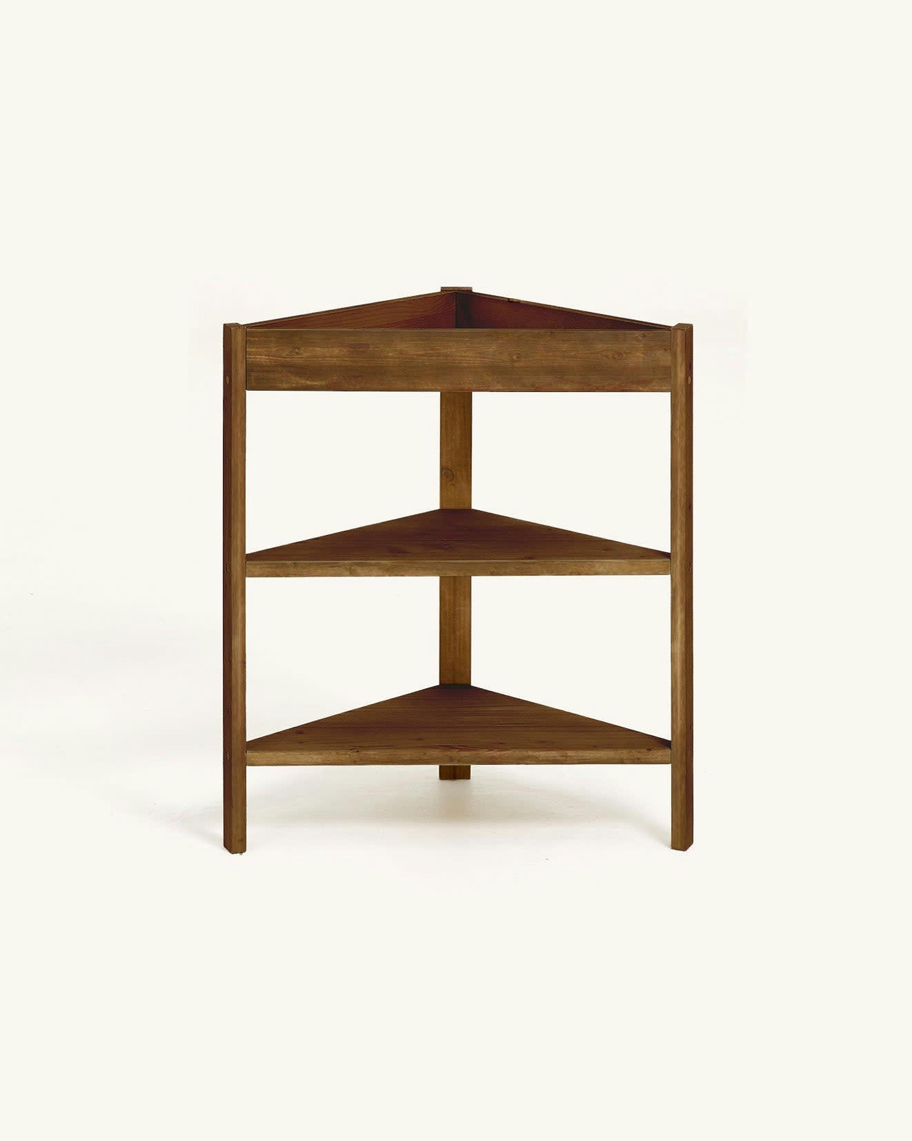 MAURO - Etagère d'angle en bois de couleur marron vielli
